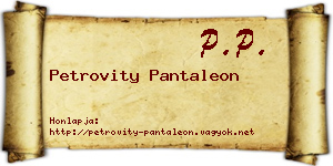 Petrovity Pantaleon névjegykártya